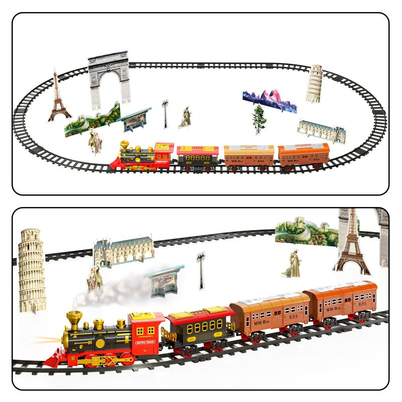 TEMI Train Set for Kids Toddlers 3-5, Train with Steam Engine, Cargo Car and Long Track, Rechargeable Battery Play Red Train Toys with Smoke, Light & Sounds, Gift for Boys & Girls 4-7 Years - Image 5